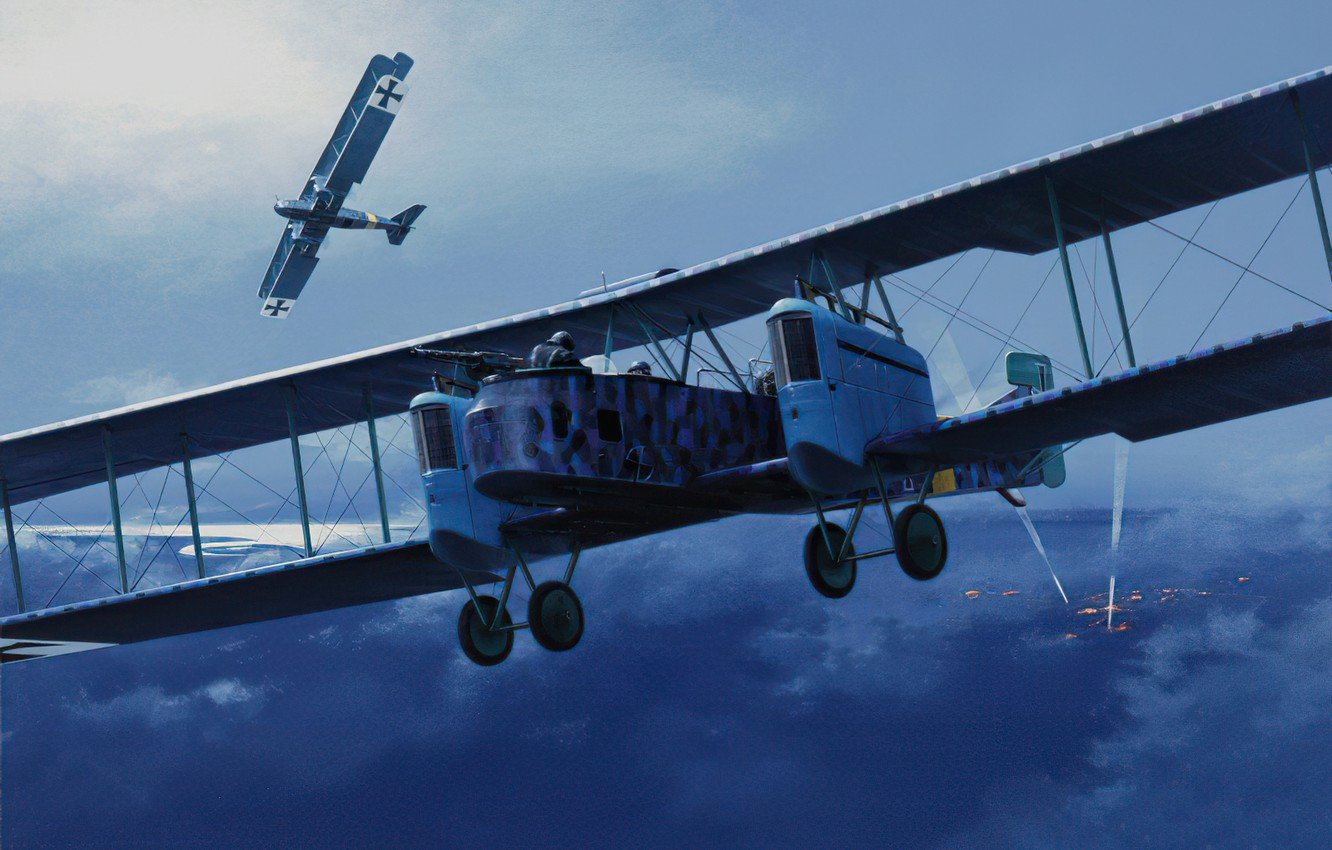 Wallpaper bomber, art, airplane, painting, aviation, ww1 image for desktop, section авиация