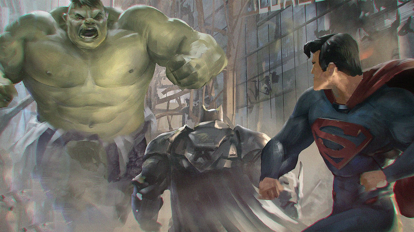 Superman And Batman Vs Hulk Artwork 1366x768 Resolution HD 4k Wallpaper, Image, Background, Photo and Picture