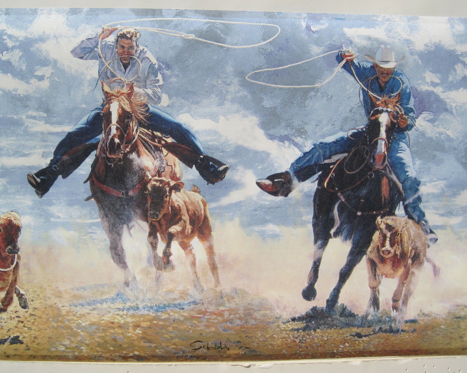 Cowboy Calf Roping Wallpaper Border Feet - Borders 471 online