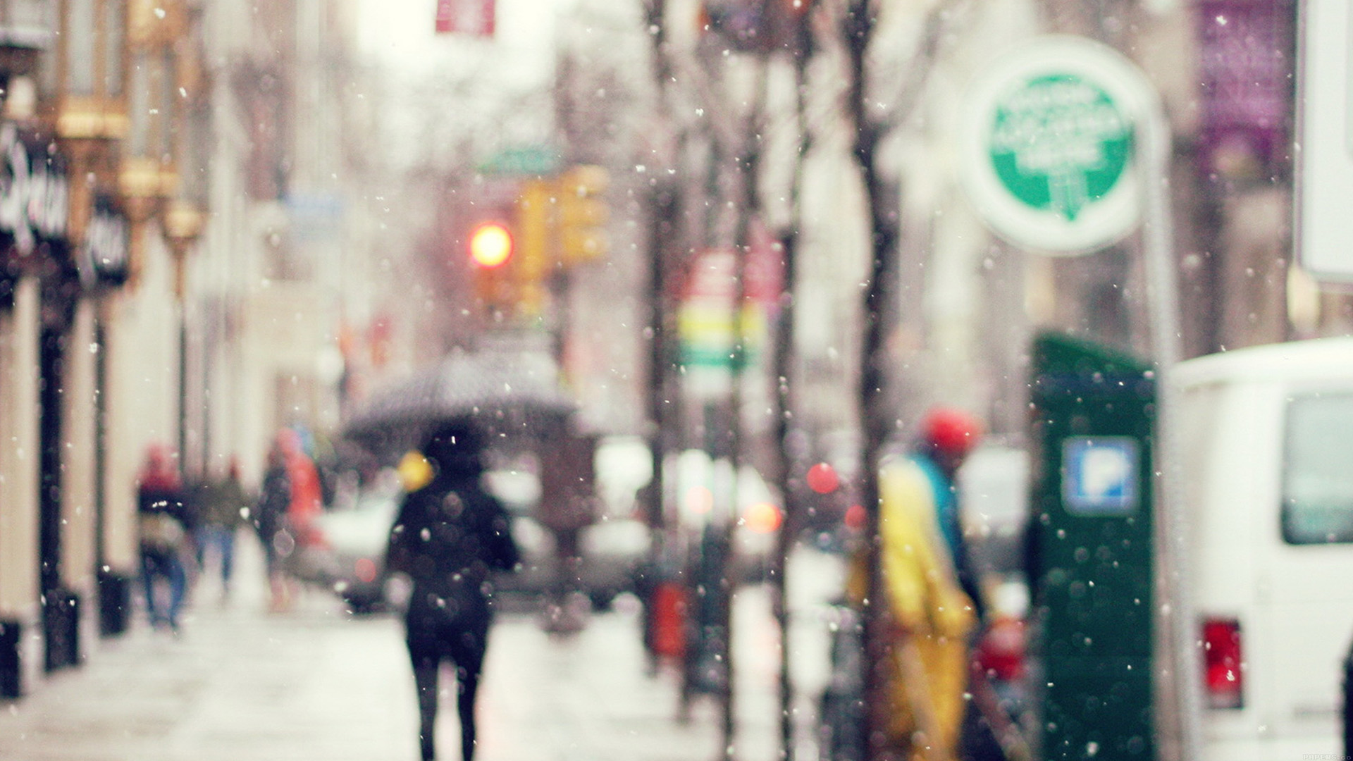 Snow Street Winter Walk City Day Nature Wallpaper