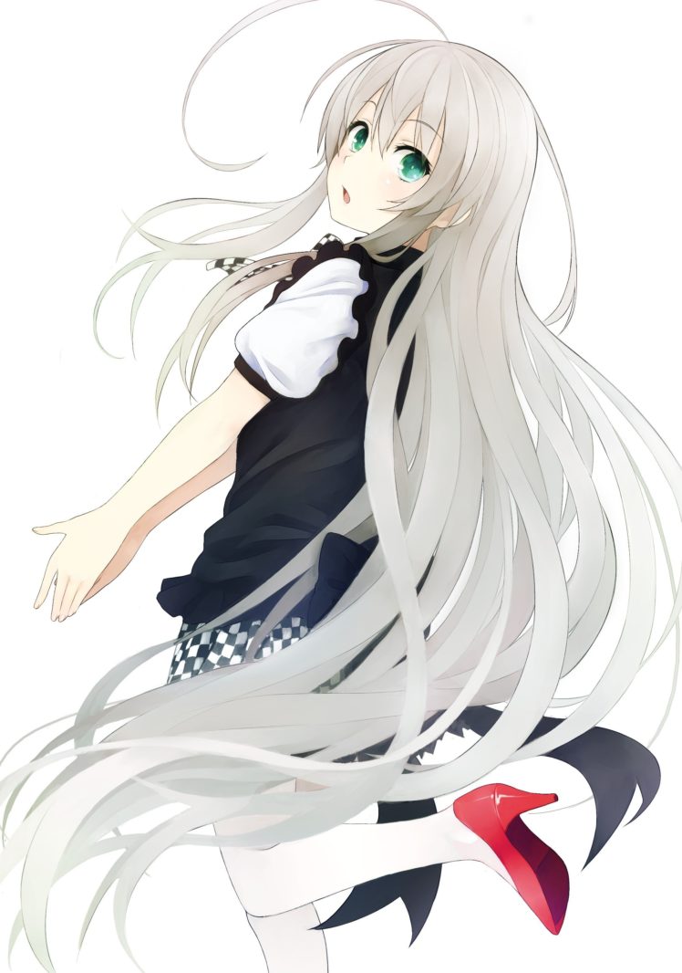 dress, Long, Hair, Shoes, Green, Eyes, Band, Anime, Girls, Haiyore, Nyaruko san, Nyaruko, Silver, Hair Wallpaper HD / Desktop and Mobile Background