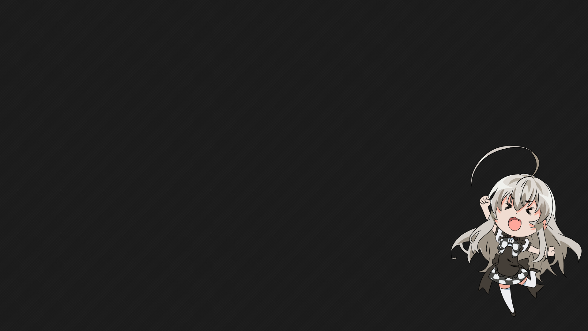 Wallpaper, simple background, long hair, anime girls, dress, thigh highs, Haiyore Nyaruko san, gray hair, light, lighting, darkness, computer wallpaper 1920x1080