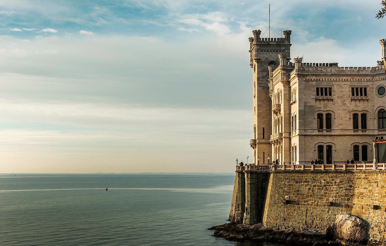 Wallpaper sea, castle, Italy, Trieste image for desktop, section город