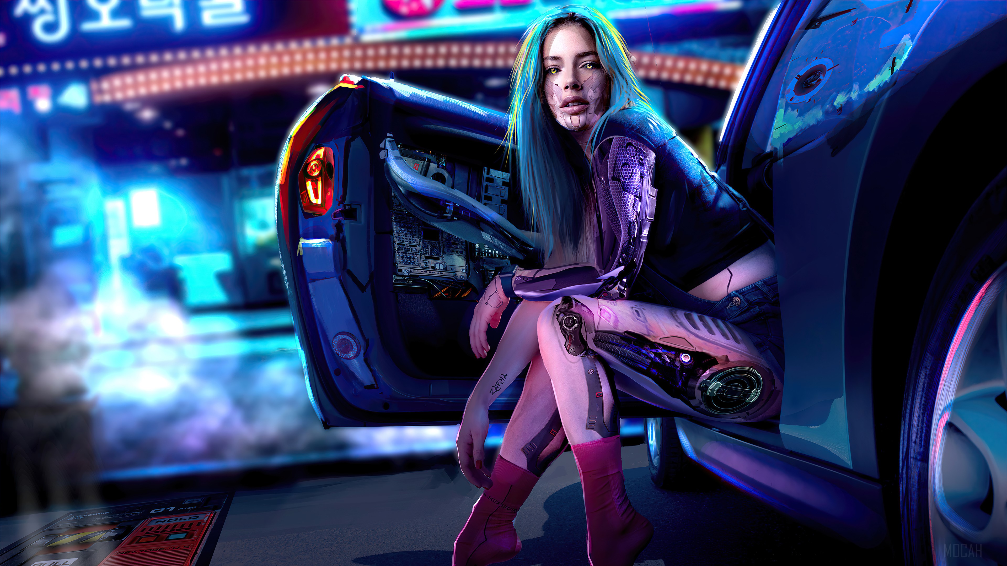 Cyberpunk, Girls, Car, Sci Fi 4k wallpaper. Mocah HD Wallpaper