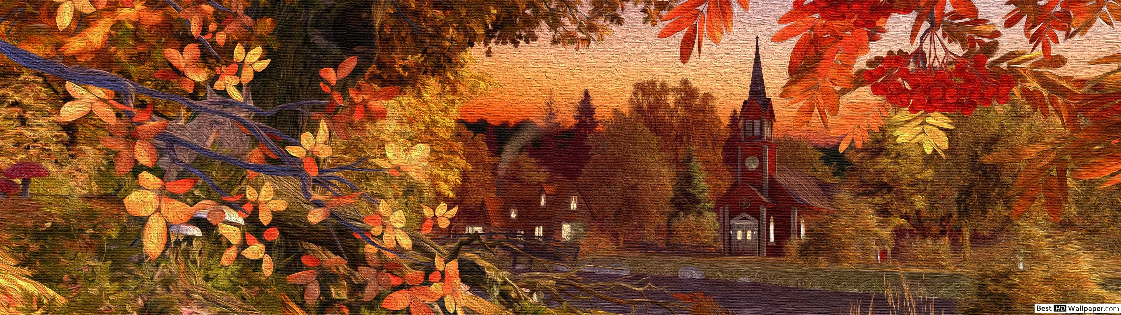 Autumn Wallpaper Free 3840 X 1080 Autumn Background