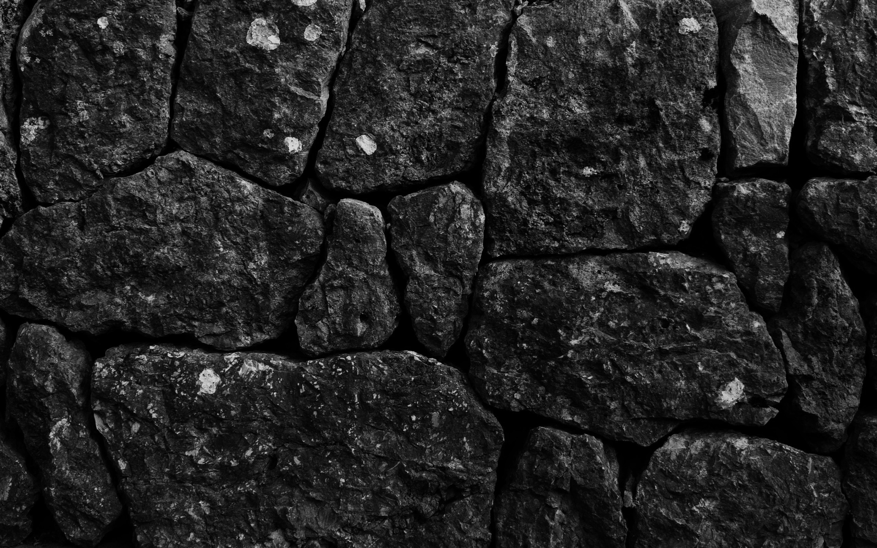Download Wallpaper Black Stone Wall, Close Up, Natural Rock Texture, Stone Textures, Black Grunge Background, Macro, Black Stones, Stone Background, Background With Natural Rock, Black Background For Desktop With Resolution 2880x1800. High Quality