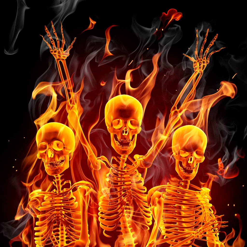 fire skull wallpaper, flame, fire, bone, illustration, skull, animation, fictional character, graphics, art