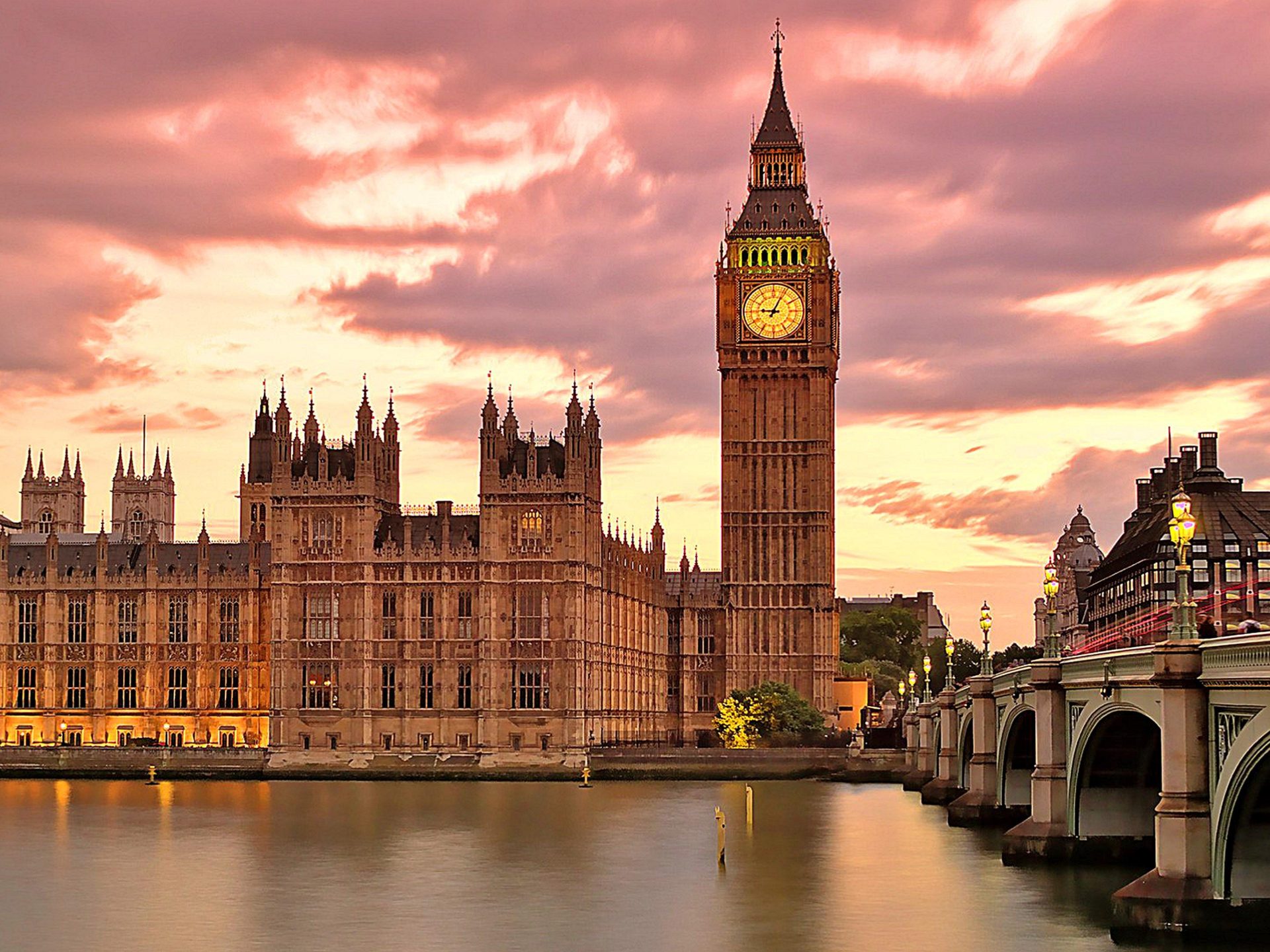 Big Ben Great White Clock In London Palace Westminster Bridge Over River Thames Sunset Uk Wallpaper For Deskx2160, Wallpaper13.com