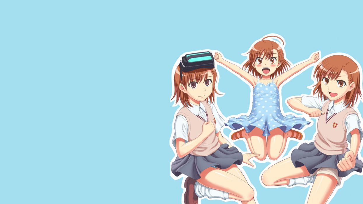 Blue brown eyes brown hair last order misaka imouto misaka mikoto seifuku short hair to aru kagaku no railgun to aru majutsu no index wallpaperx900