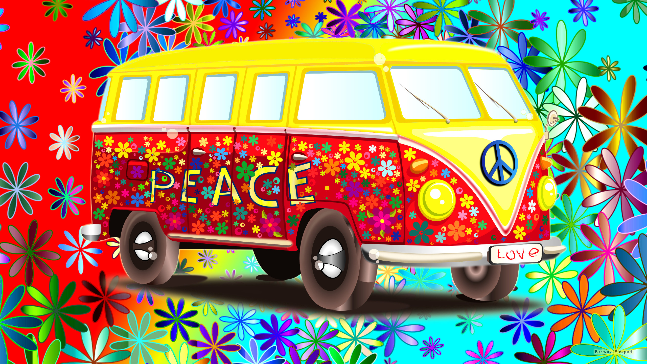VW bus wallpaper with flowers's HD Wallpaper