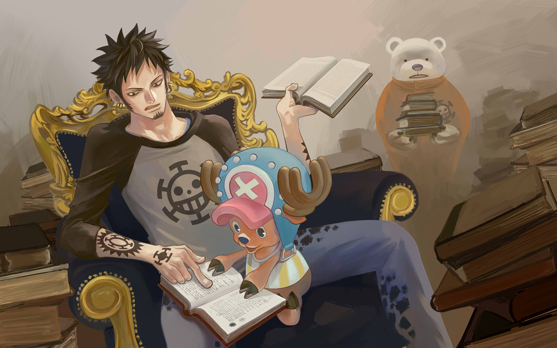 Desktop Wallpaper Tony Tony Chopper, Trafalgar D. Water Law, Trafalgar Law, One Piece, Anime, Anime Boy, HD Image, Picture, Background, 2x2tx3