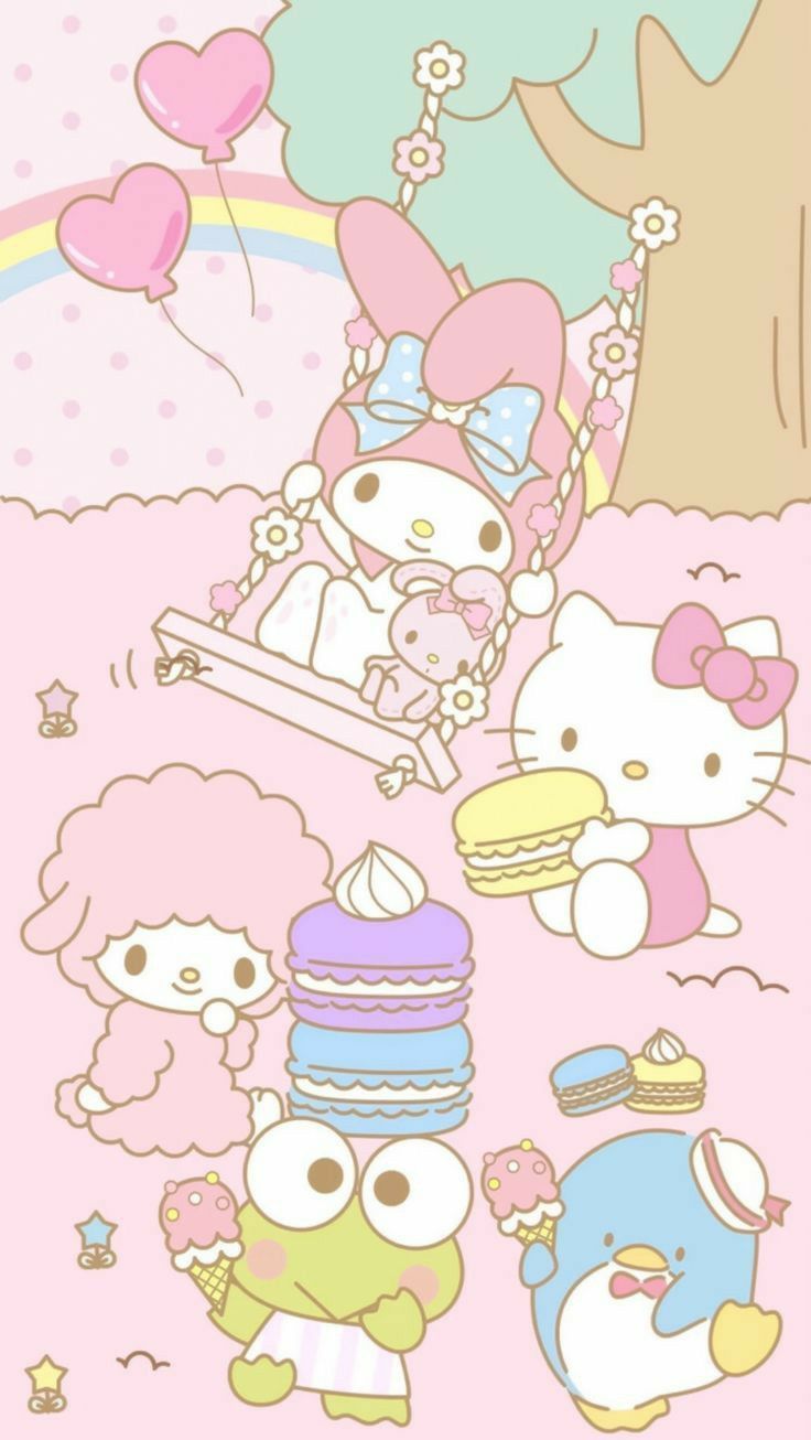 Sanrio friends wallpaper. Hello kitty art, Cute cartoon wallpaper, Hello kitty iphone wallpaper