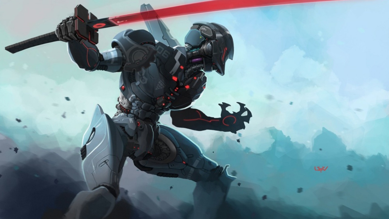 Wallpaper, anime, futuristic, artwork, science fiction, cyborg, samurai, screenshot, extreme sport 1920x1080