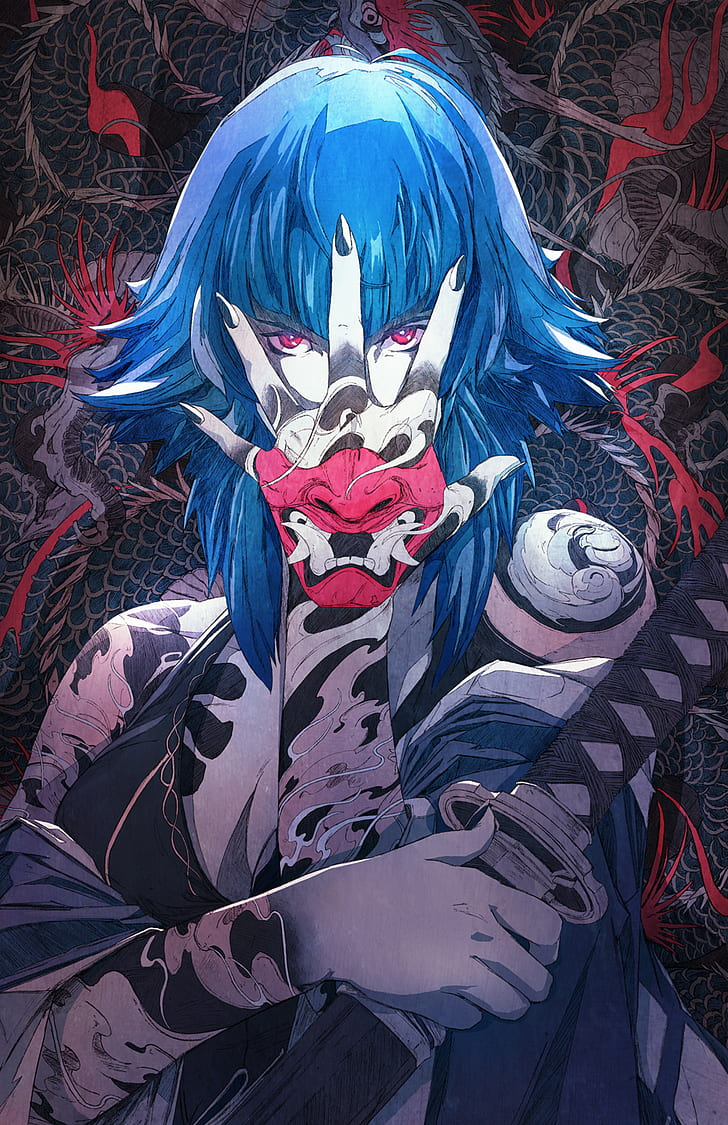 Anime Girl Mask Dark Wallpaper