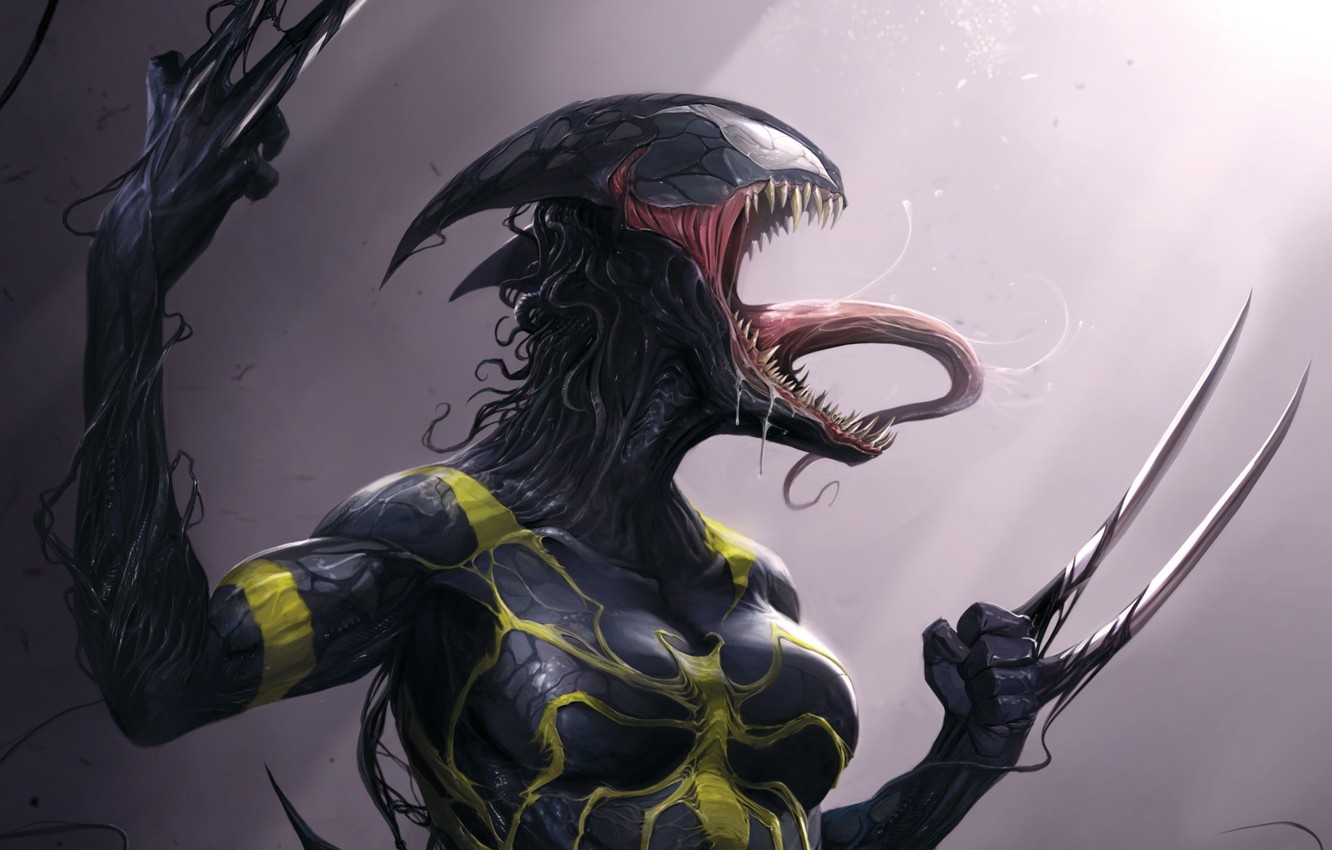 Wallpaper Language, Teeth, Costume, Comic, Claws, Marvel, Comics, Venom, Venom, Symbiote, X 23, Marvel, Comics, X 23, Costume, Symbiote Image For Desktop, Section фантастика