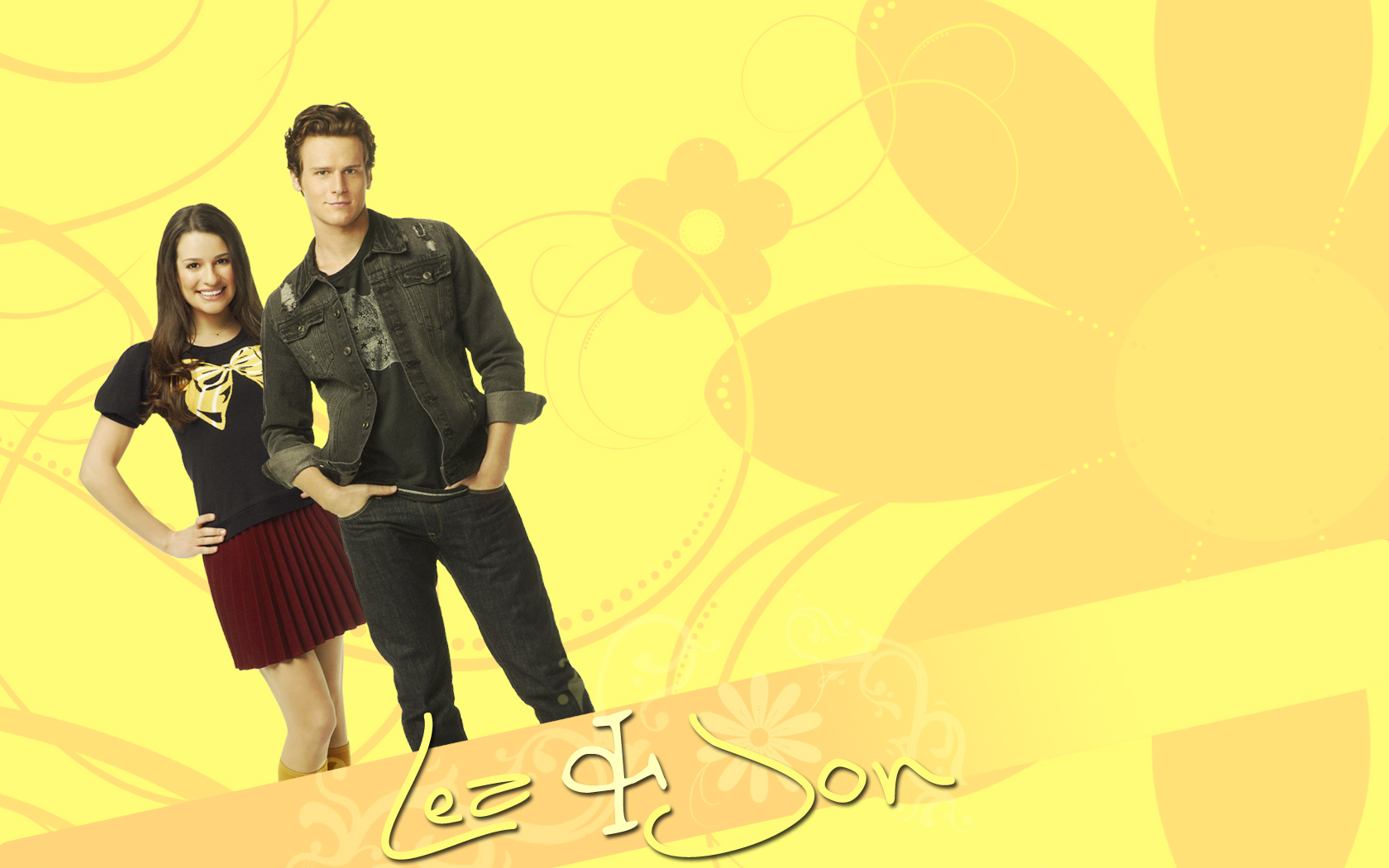 Johnathan and Lea Michele and Jonathan Groff Wallpaper