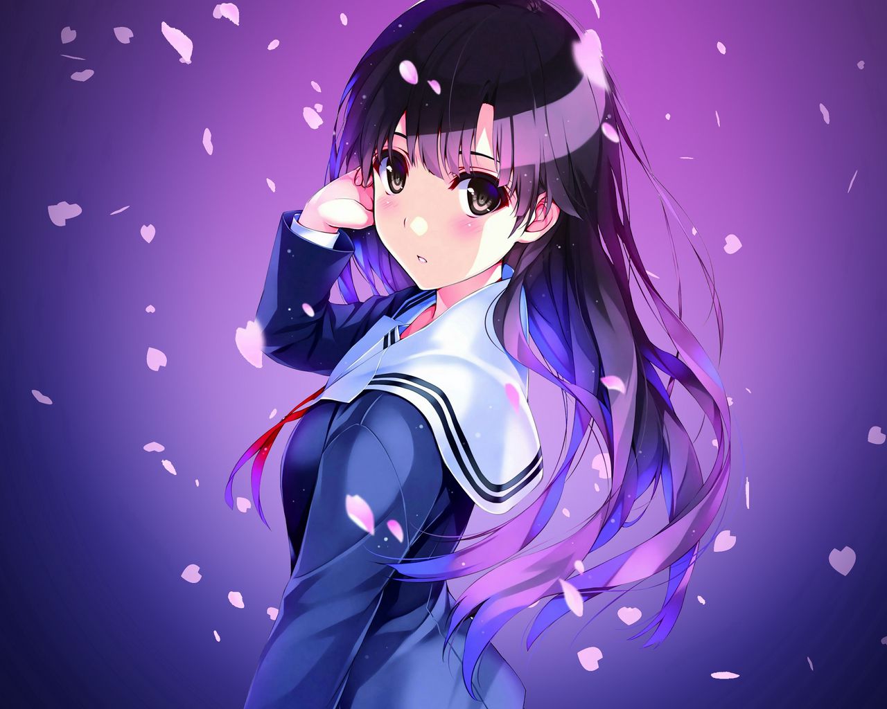 Download wallpaper 1280x1024 anime, schoolgirl, uniform, girl standard 5:4 HD background