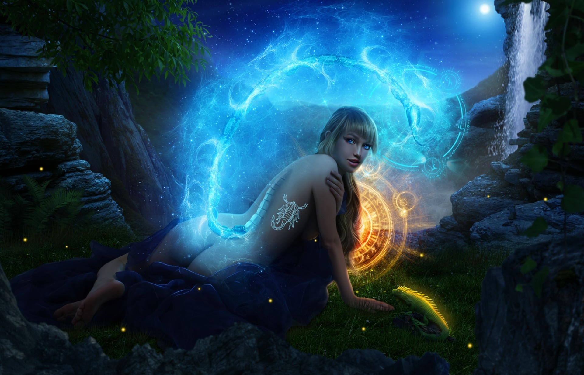 Wallpaper. Fantasy. photo. picture. Scorpio, girl, Popa, sign of the zodiac, Scorpio