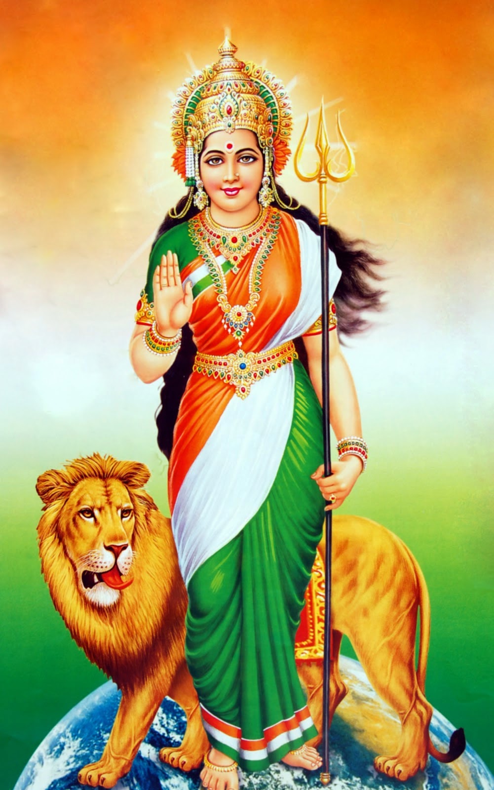 Bharat Mata With Flag