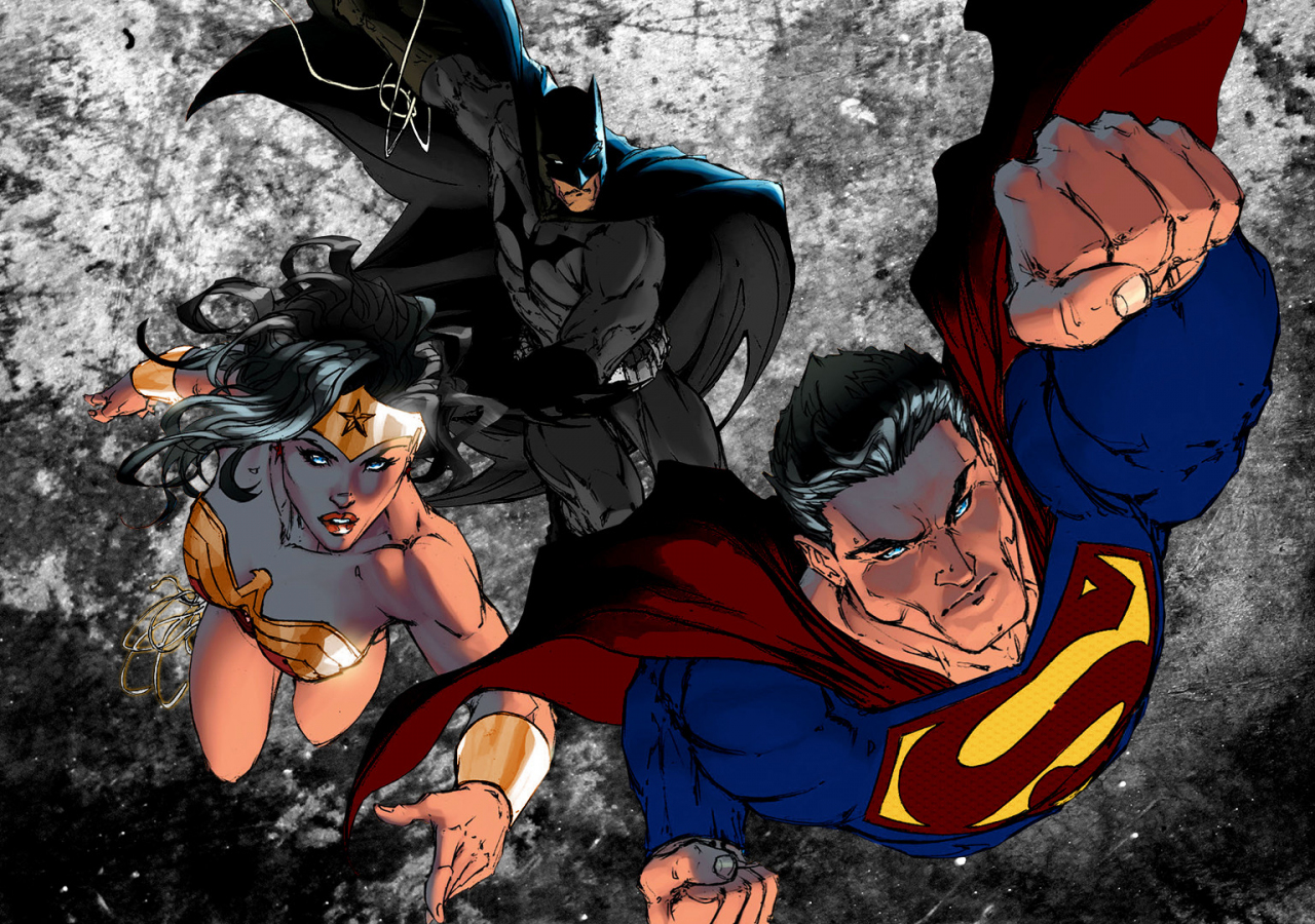 Desktop Wallpaper Batman, Superman, Wonder Woman, Dc Comic, Art, HD Image, Picture, Background, A2053D