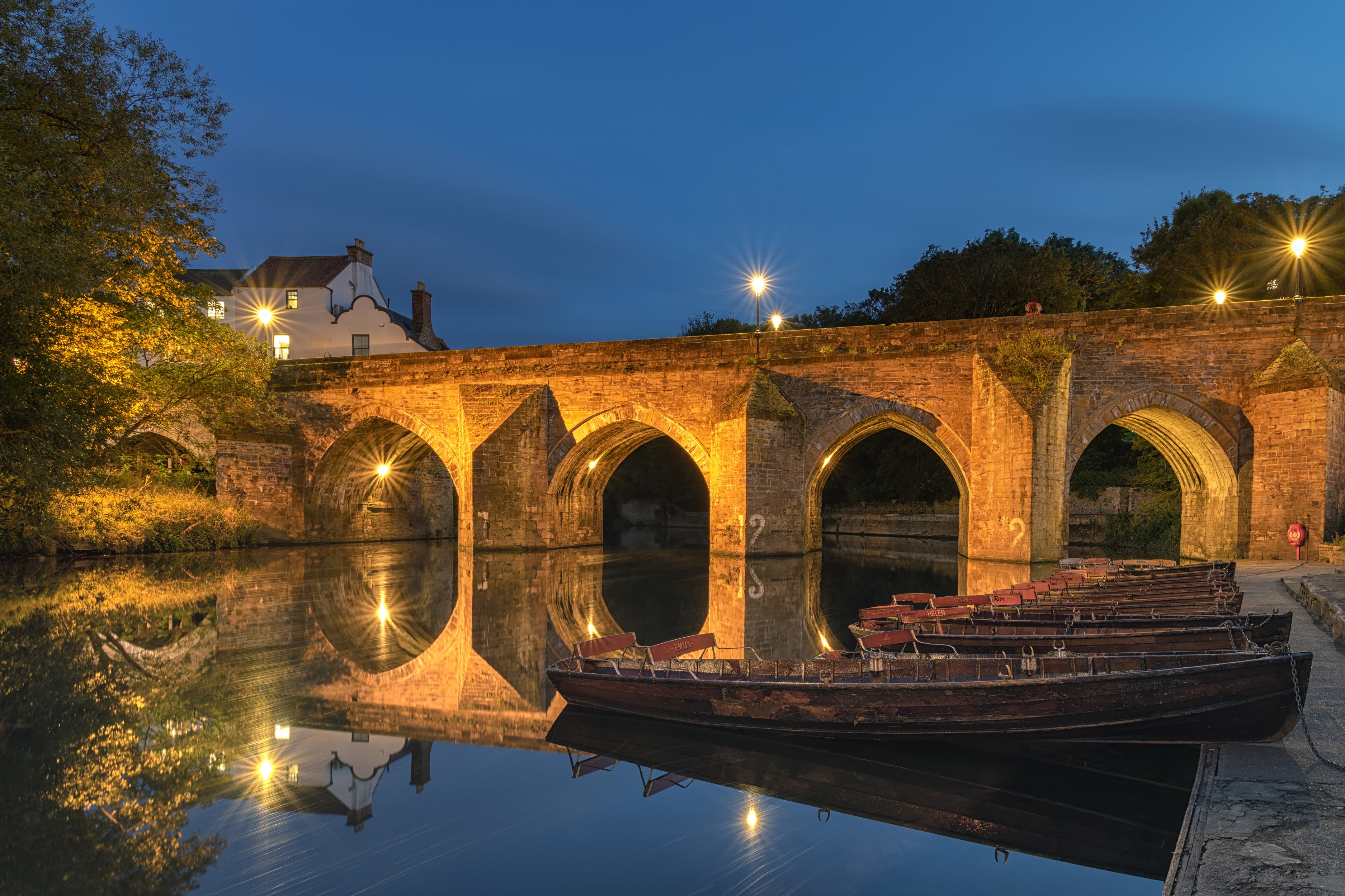 4K, Durham, England, Houses, Night, Street lights, Street. Mocah HD Wallpaper