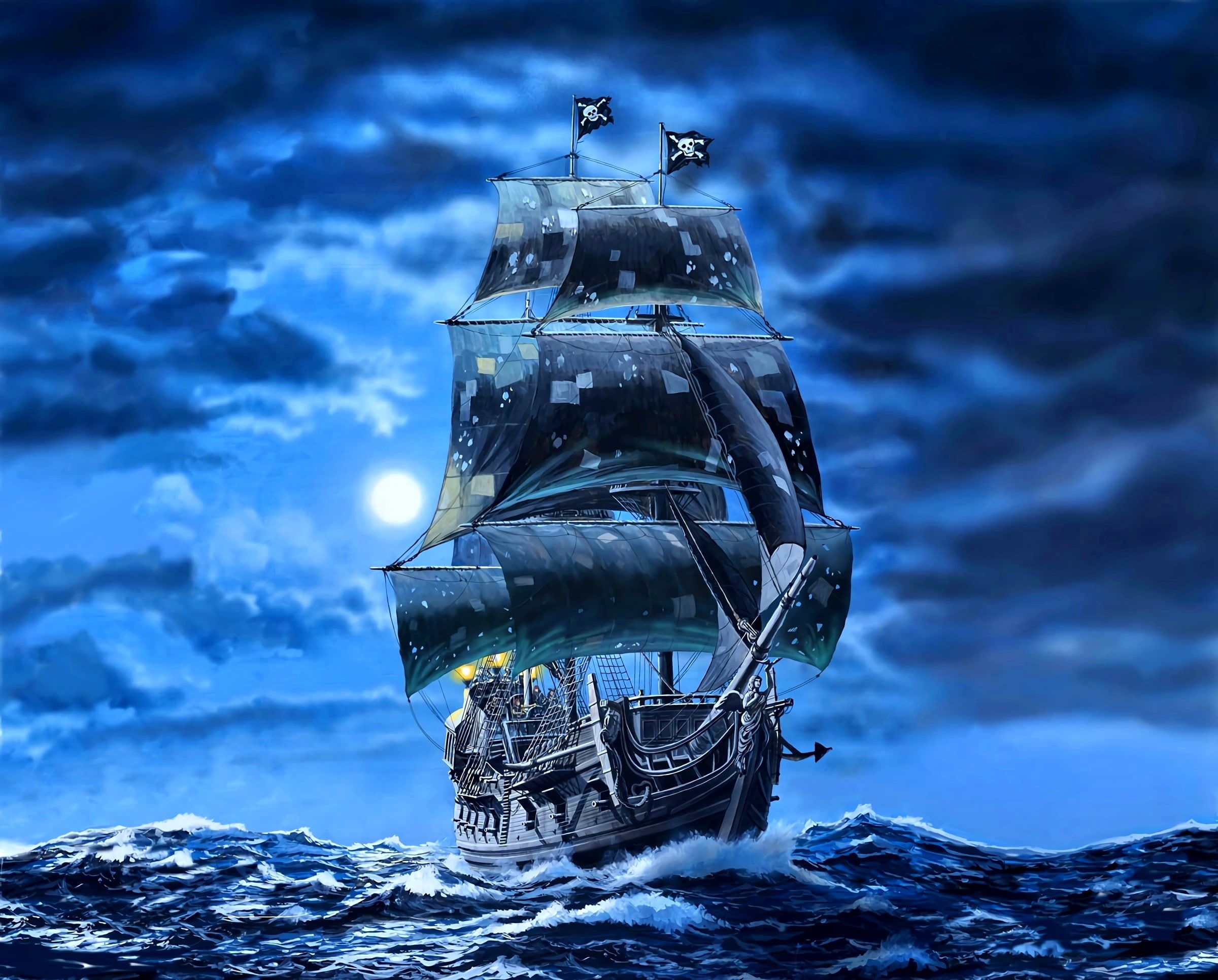 HD wallpaper: ship, art, Pirates, black sails, Galleon, Black pearl