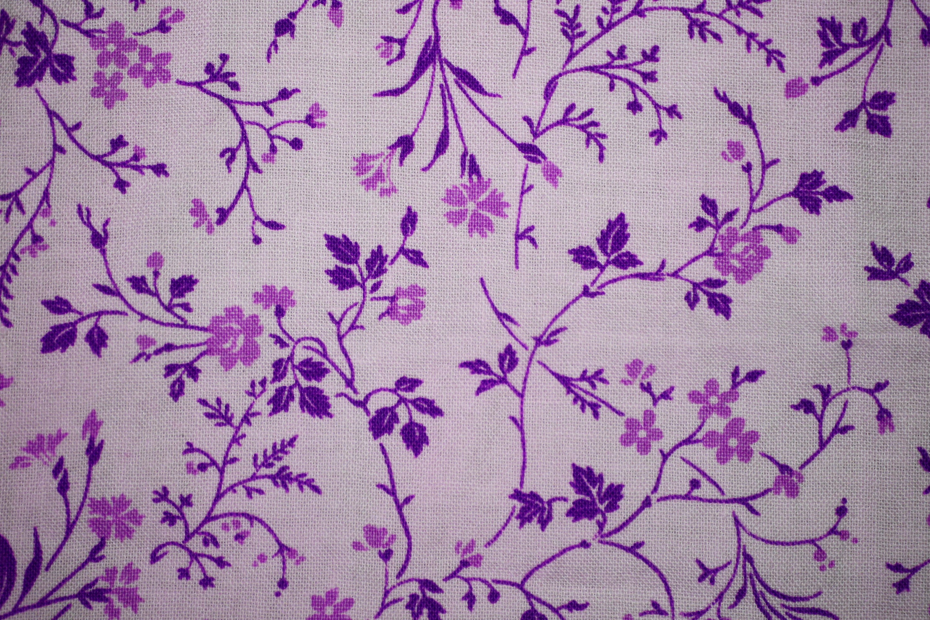 Purple on White Floral Print Fabric Texture Picture. Free Photograph. Photo Public Domain