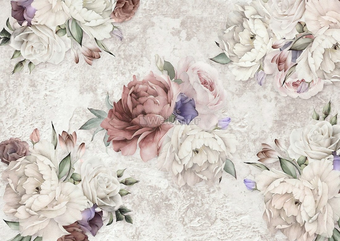 Soft Peony Floral Wallpaper Mural • Wallmur®