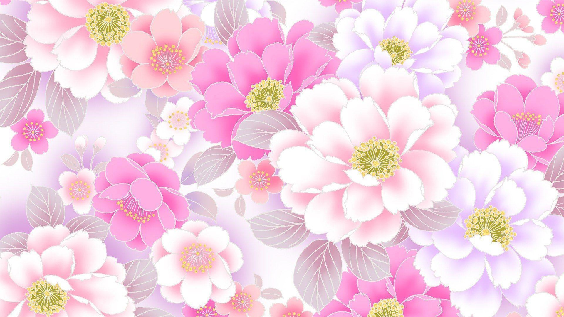 Purple Pink White Flowers Floral Background HD Floral Wallpaper