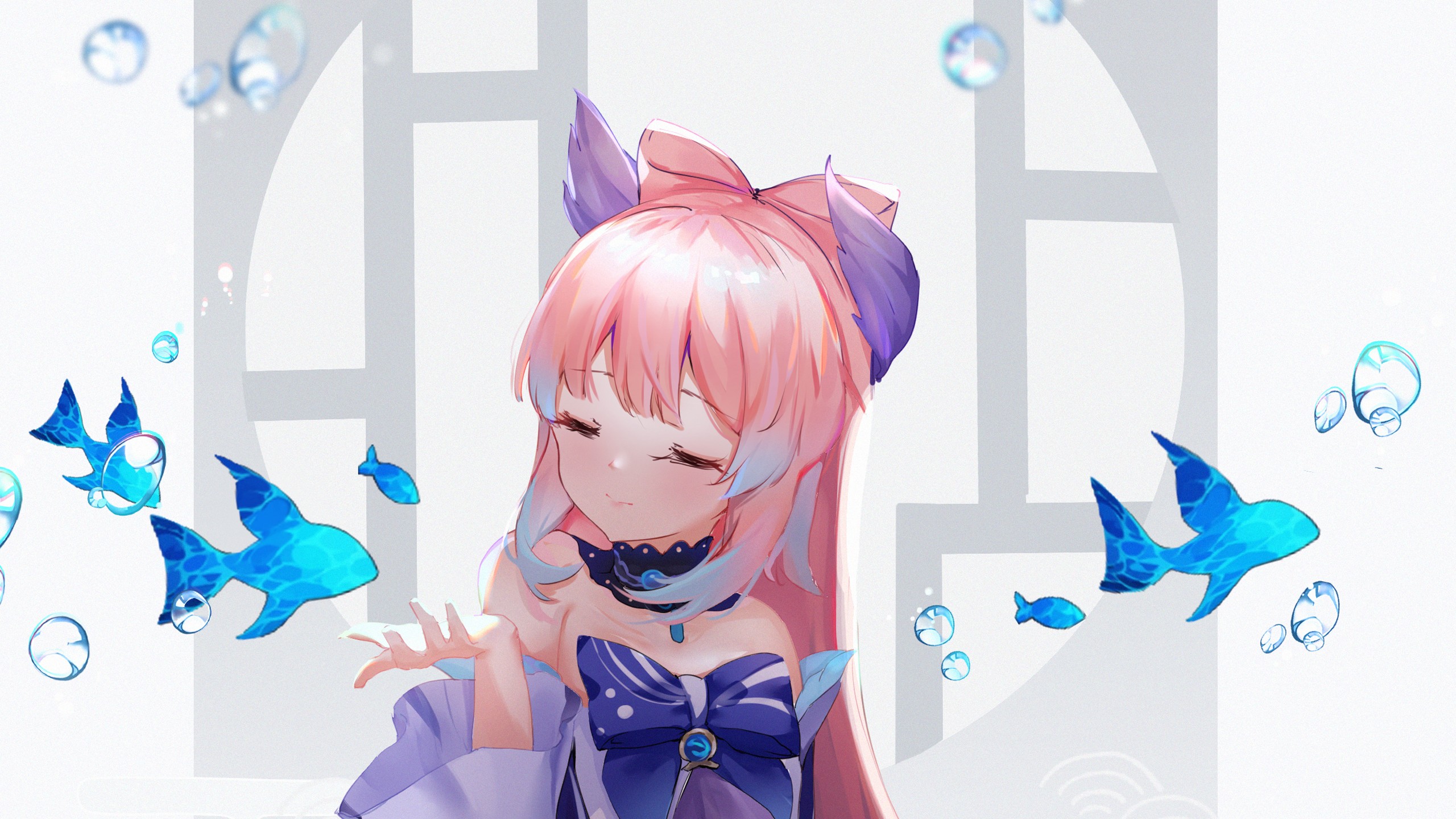 Sangonomiya Kokomi In Purple Dress HD Genshin Impact Wallpaper