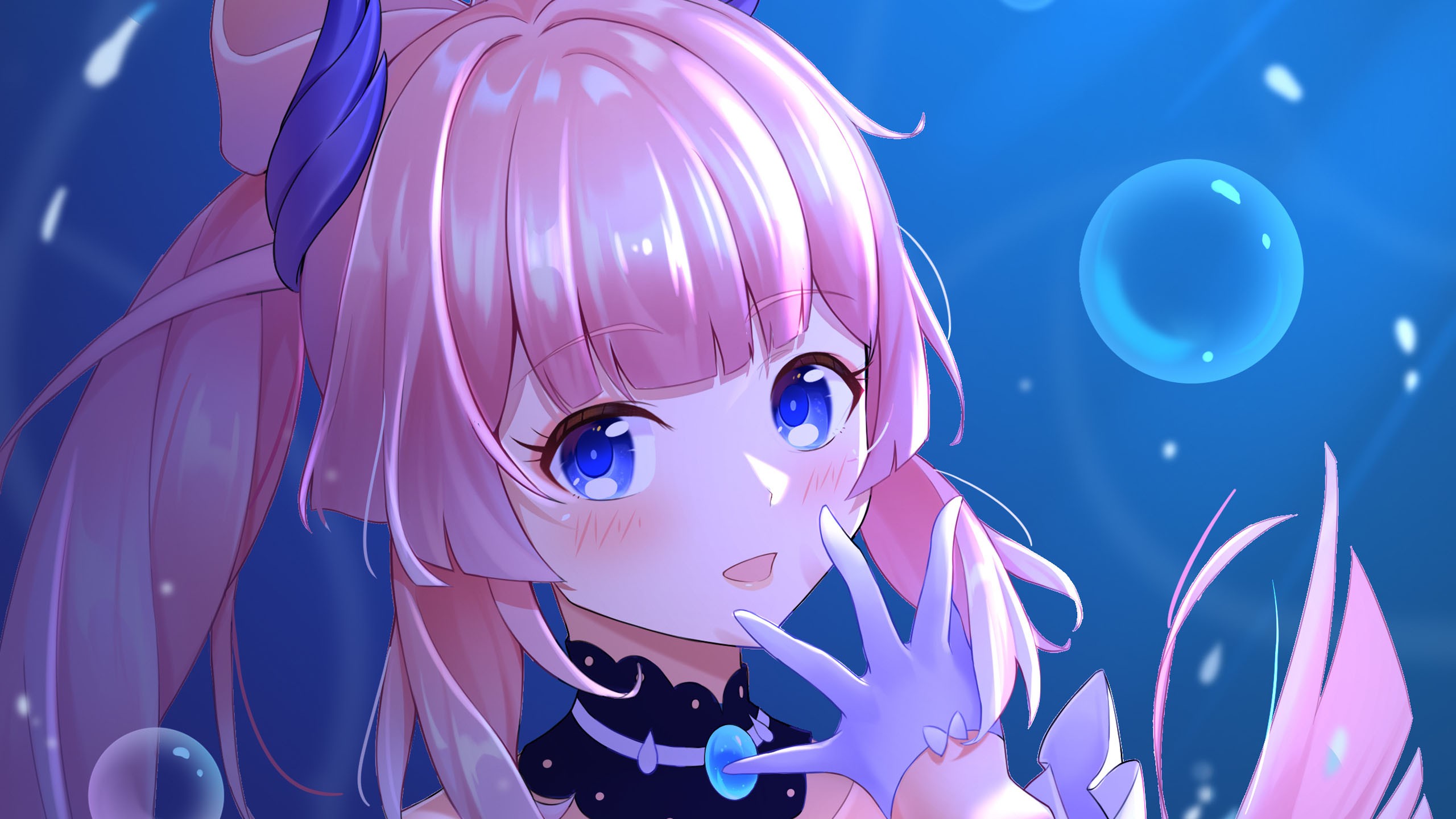 Pink Hair Blue Eyes Sangonomiya Kokomi HD Genshin Impact Wallpaper