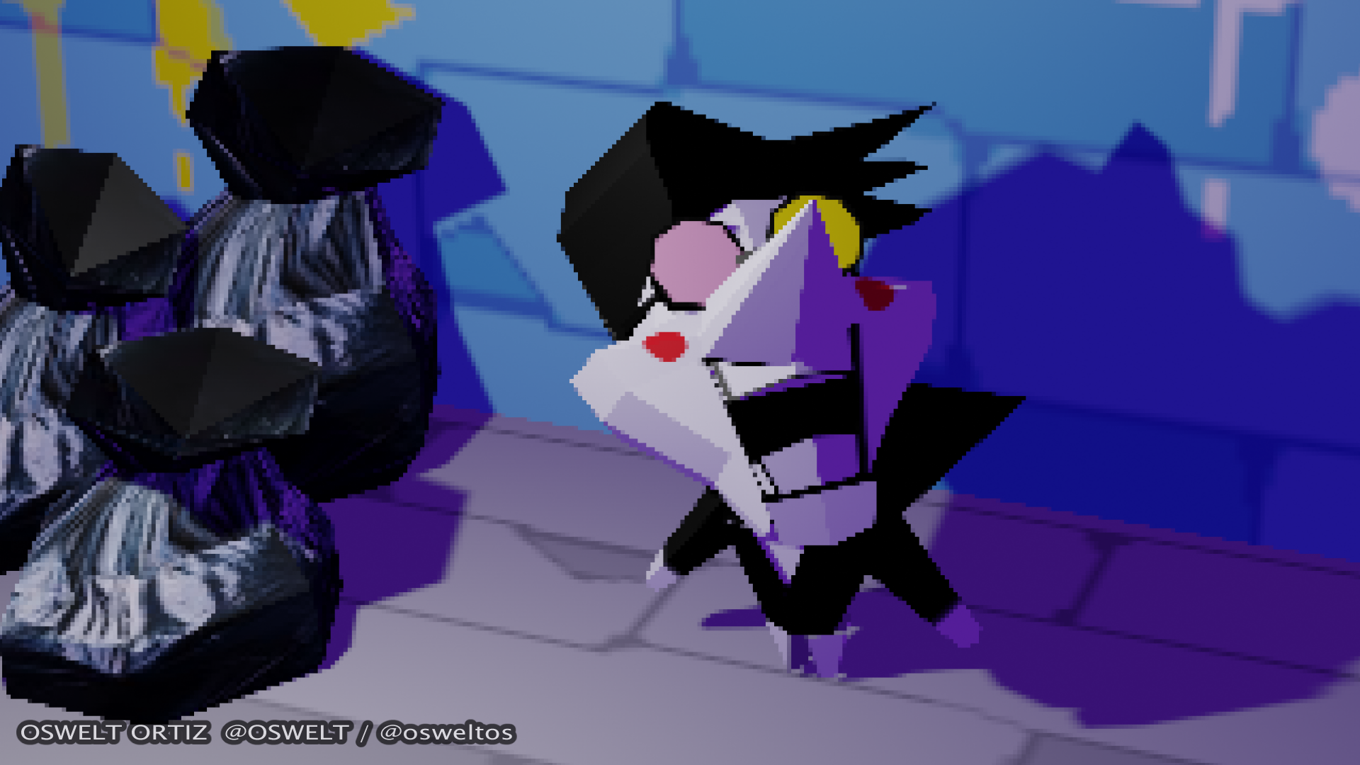 Spamton lowpoly model inspired by psx graphics: Deltarune