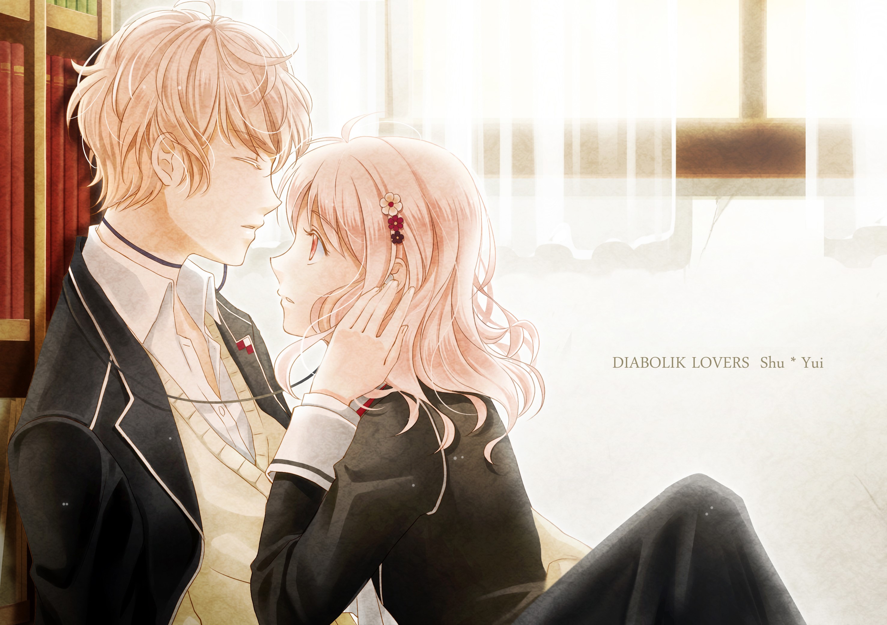diabolik lovers, shuu sakamaki, komori yui, Love, Two, Young man. Mocah HD Wallpaper
