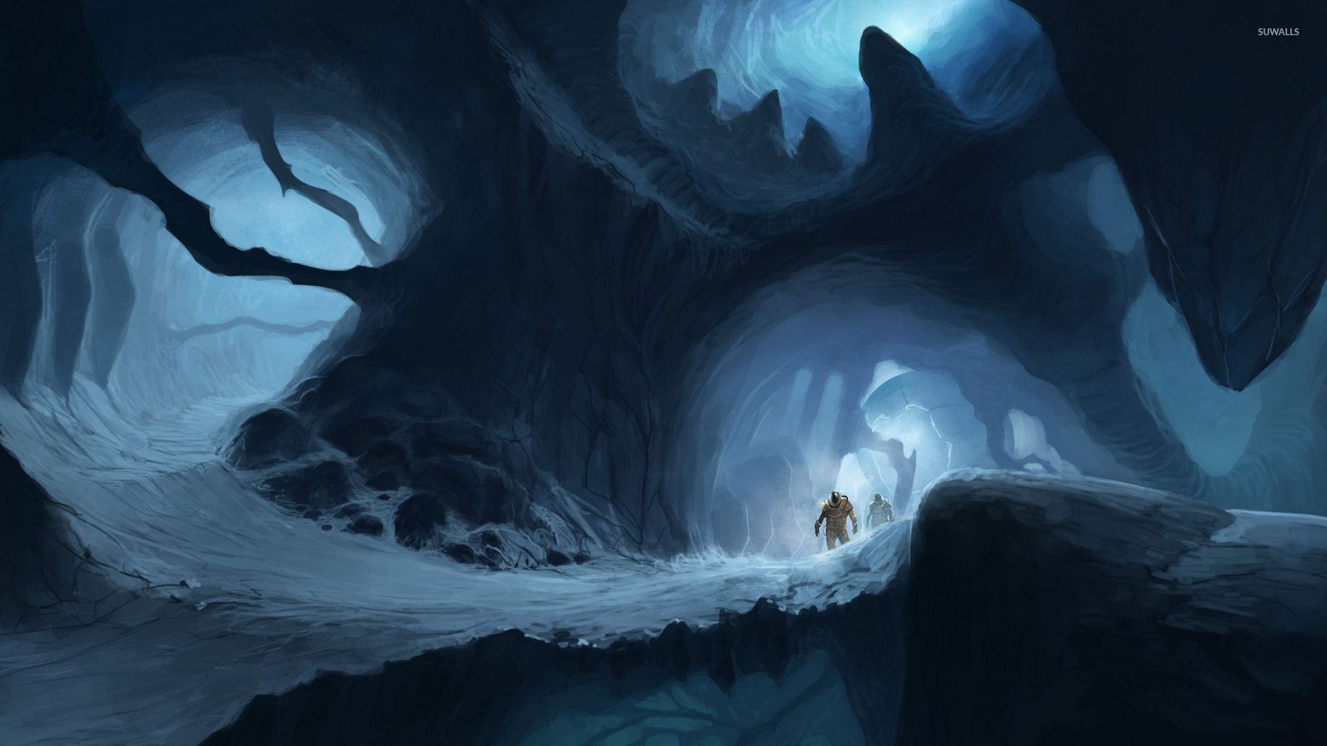 Free download Astronauts in the icy cave wallpaper Fantasy wallpaper 28670 [1920x1080] for your Desktop, Mobile & Tablet. Explore Cave Wallpaper. Man Cave Wallpaper for Walls, Cave Desktop Wallpaper, Caves Wallpaper Widescreen