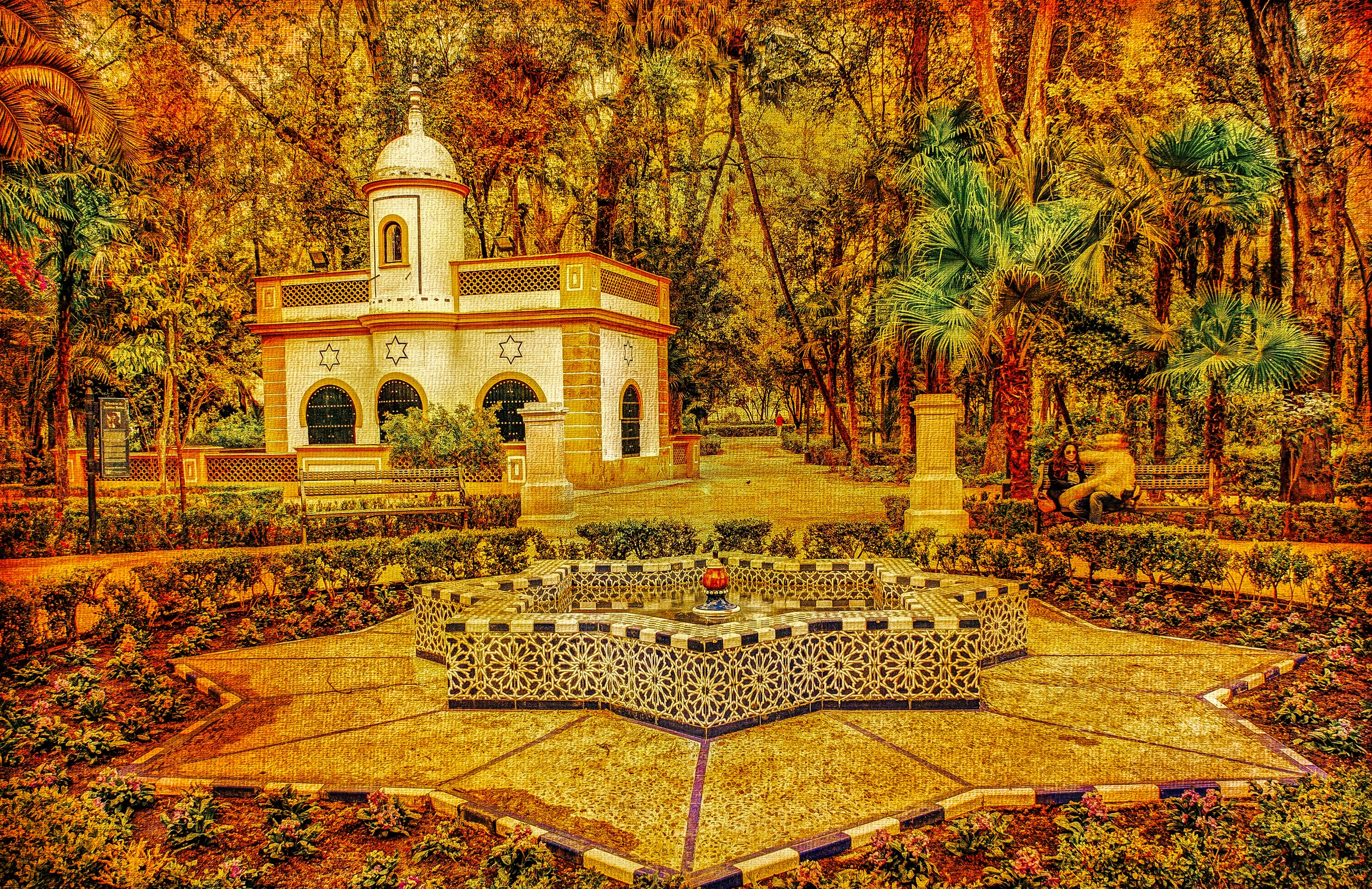 Seville Maria Luisa Park, Spain, Parks, Autumn, Houses, Fountains, Design, Palms, Trees. Mocah HD Wallpaper