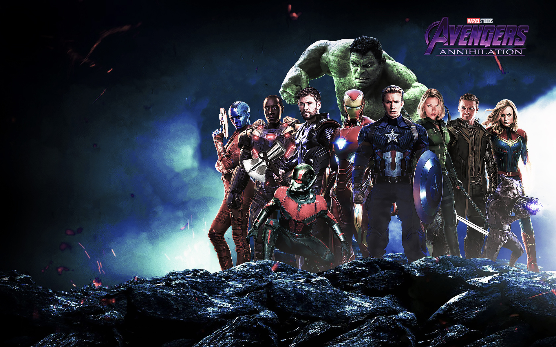 Black Widow, Iron Man, Captain America, Hulk, Captain Marvel, Hawkeye, Ant Man, Rocket Raccoon, Thor, Nebula (Marvel Comics), War Machine, Avengers EndGame Wallpaper