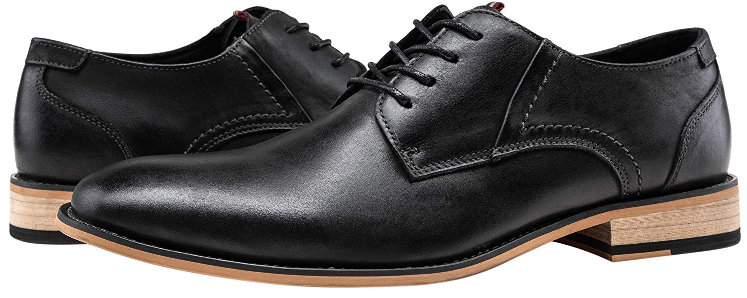 JOUSEN Men's Oxford Retro Leather Formal Dress Shoes, Black, Size 12.0 5C9U