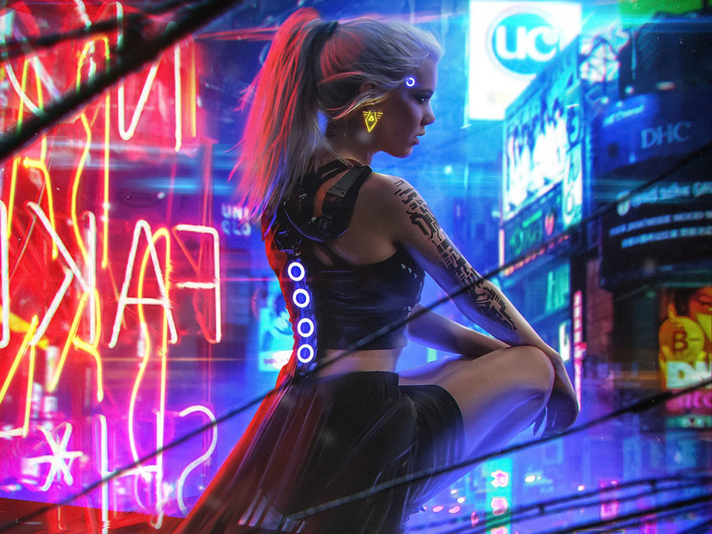Digital art wallpaper, women, blonde, futuristic, tattoo, robot, science fiction • Wallpaper For You HD Wallpaper For Desktop & Mobile