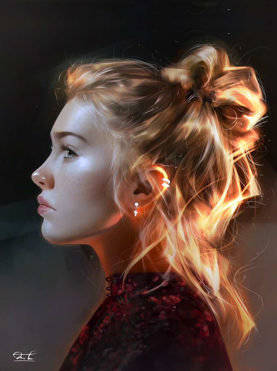 Wallpaper, concept art, digital art, artwork, women, face, blonde, Razaras, original characters 955x1280