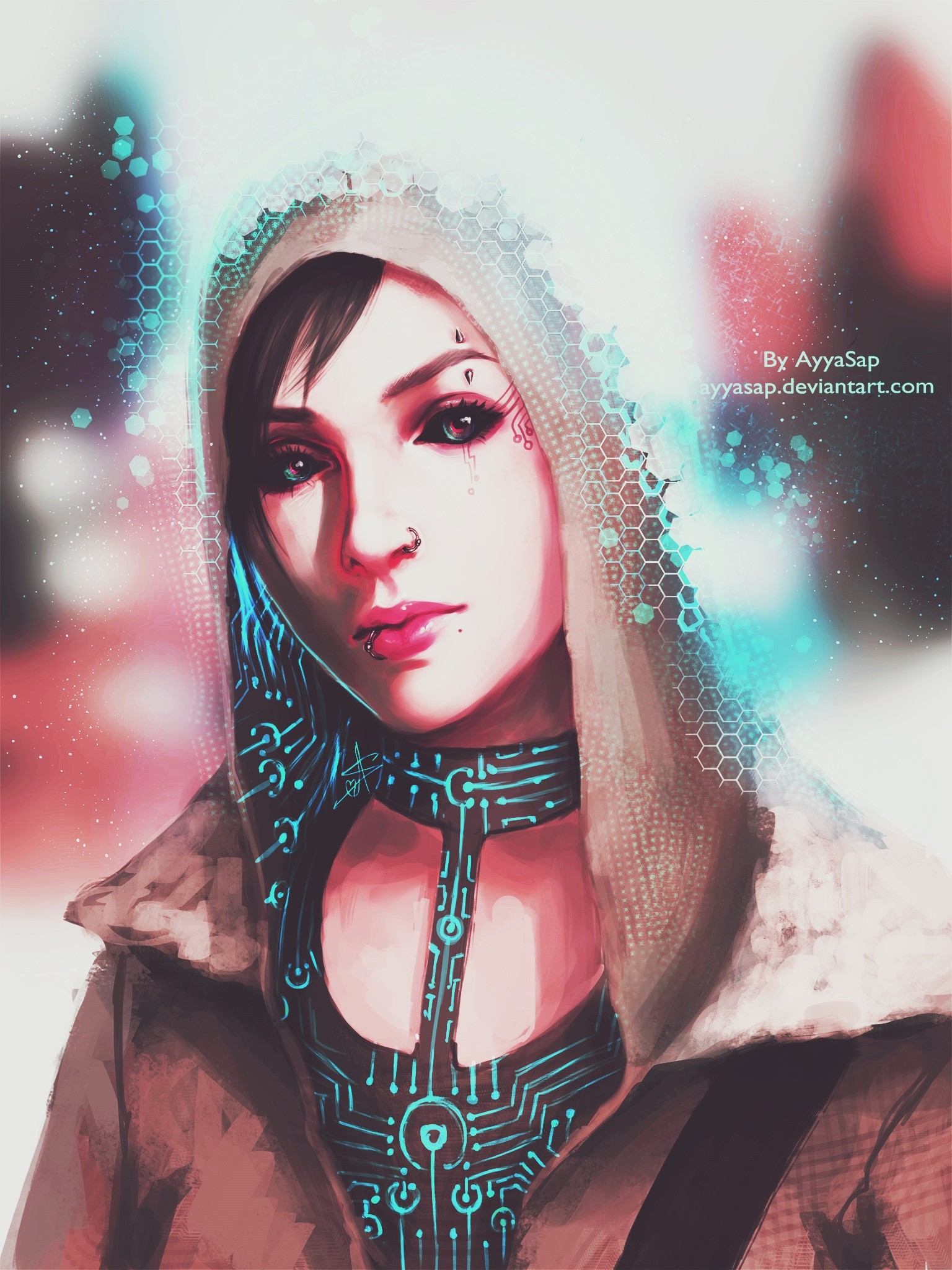 black eyes women fan art fantasy art artwork futuristic anime girls digital art wallpaper