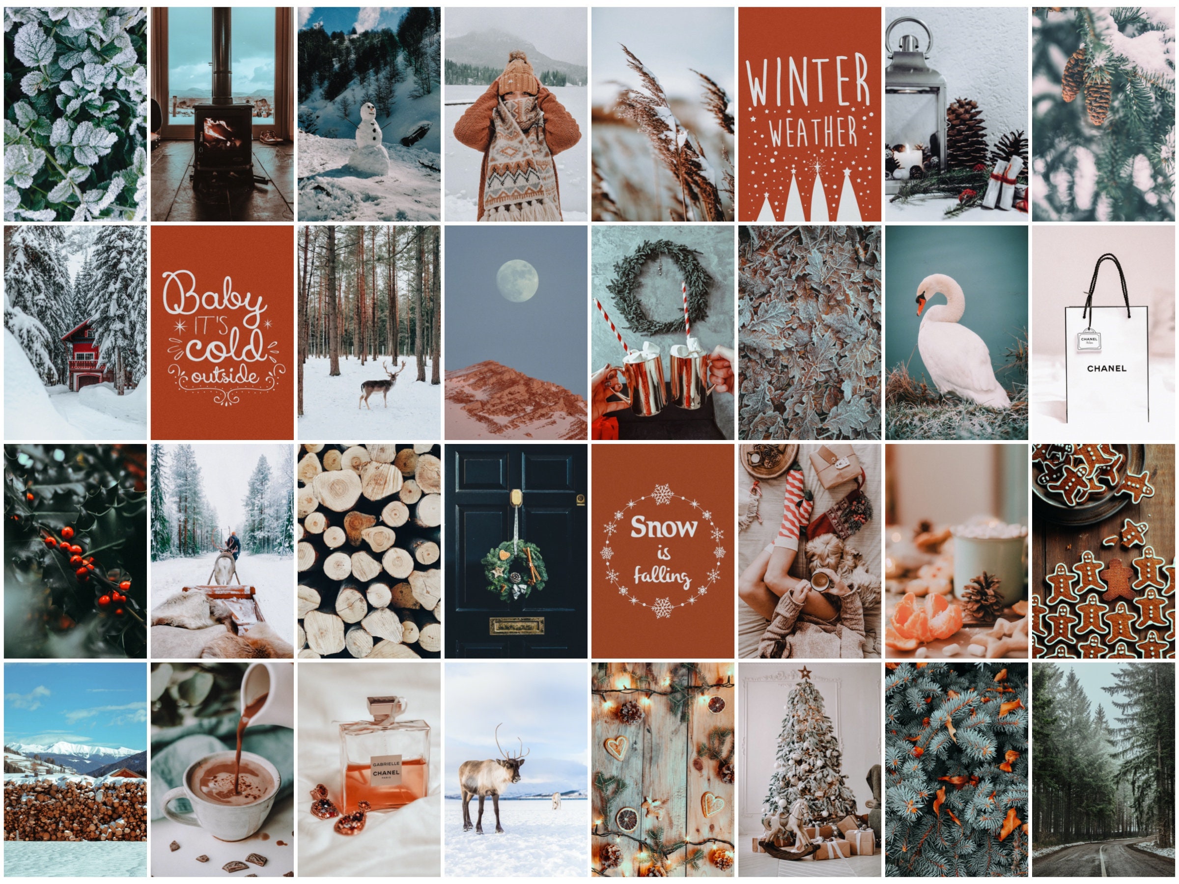 Winter Chrsitmas VSCO Wall Collage Kit Photo Wall Aesthetic