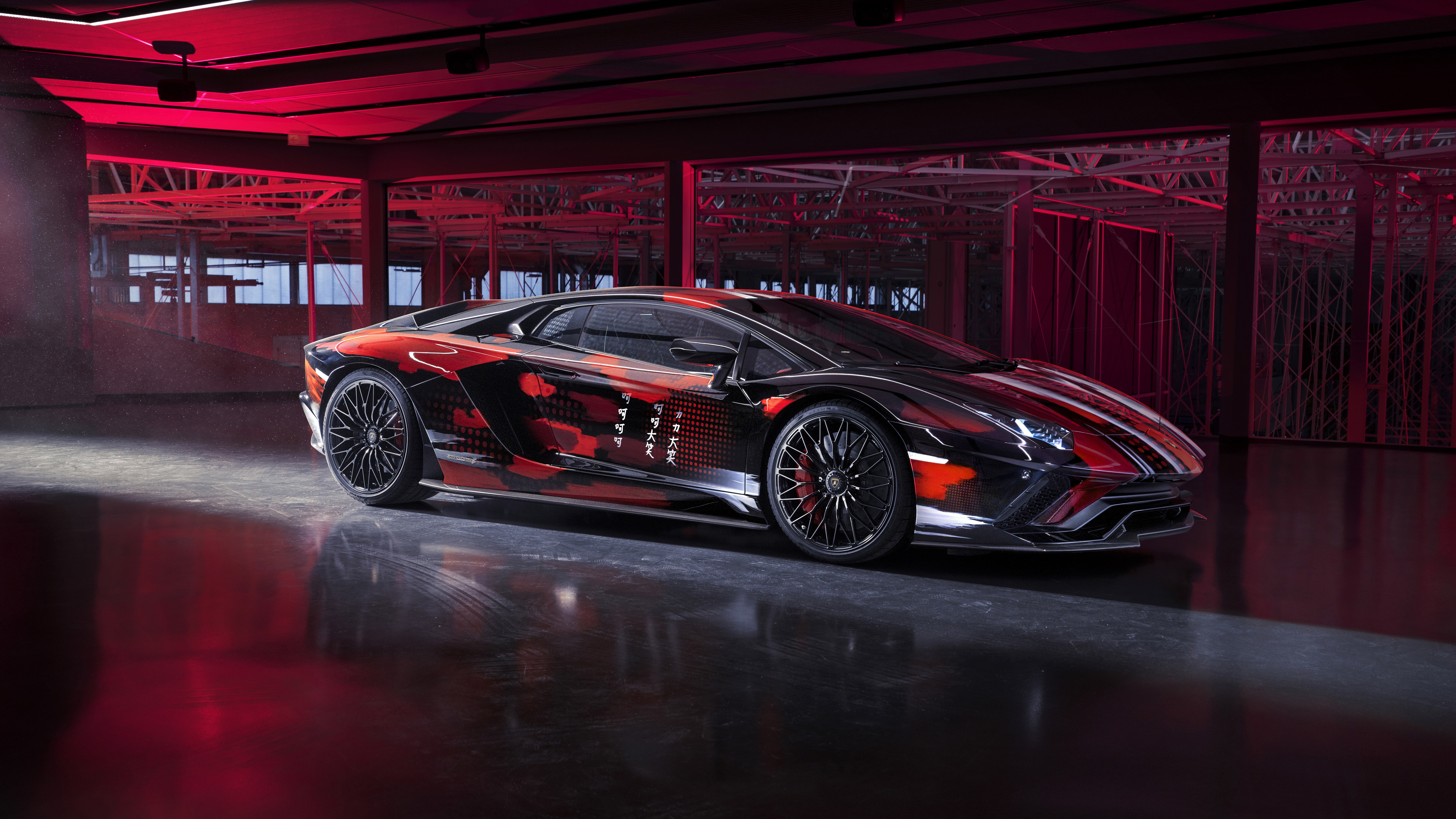 Red Black 2021 Lamborghini Aventador S by Yohji Yamamoto 3 4K 8K HD Cars Wallpaper
