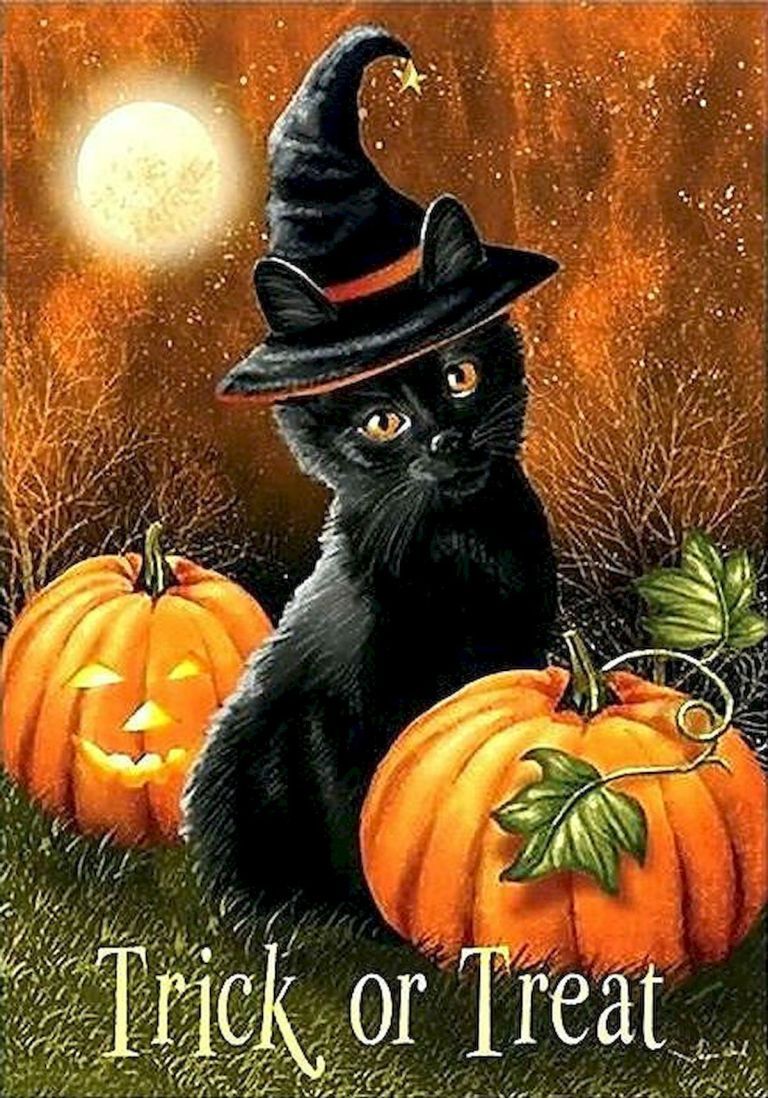 Awesome Halloween wallpaper Ideas (44). Halloween painting, Halloween magic, Black cat halloween