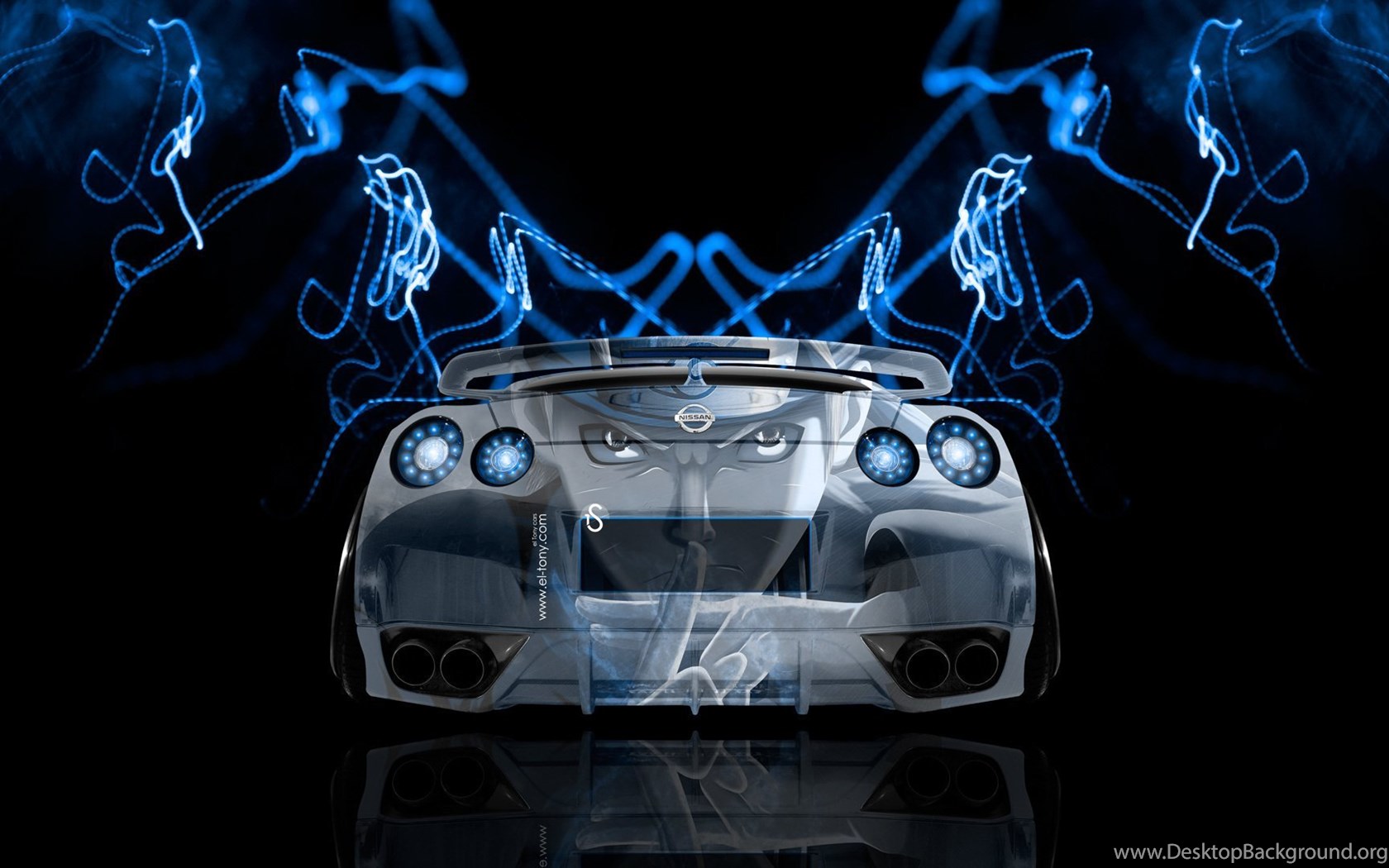 Tony Kokhan Nissan Gtr R35 Jdm Back Anime Aerography Blue Neon. Desktop Background