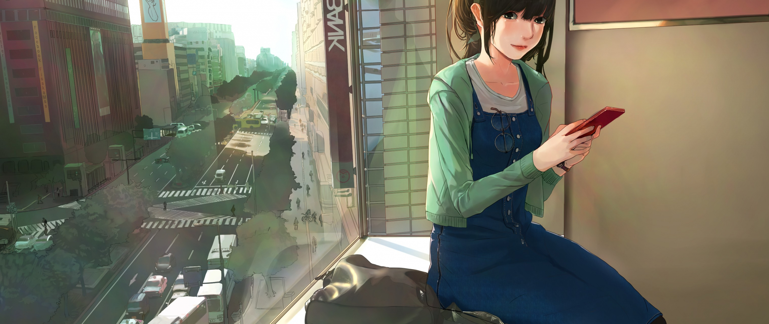Desktop Wallpaper Original, Anime Girl, Sitting At Balcony, HD Image, Picture, Background, 8fd1e7