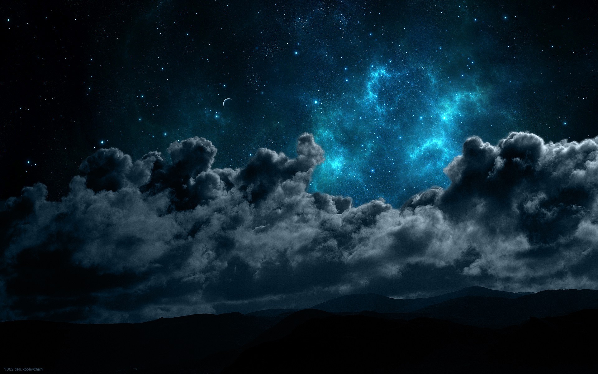 landscape, Night, Space, Clouds, Mountain, Silhouette Wallpaper HD / Desktop and Mobile Background
