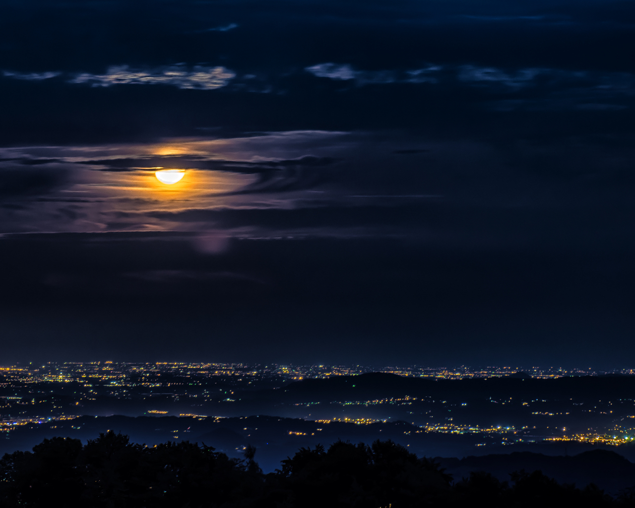 Moon Clouds Night City View 4k 1280x1024 Resolution HD 4k Wallpaper, Image, Background, Photo and Picture