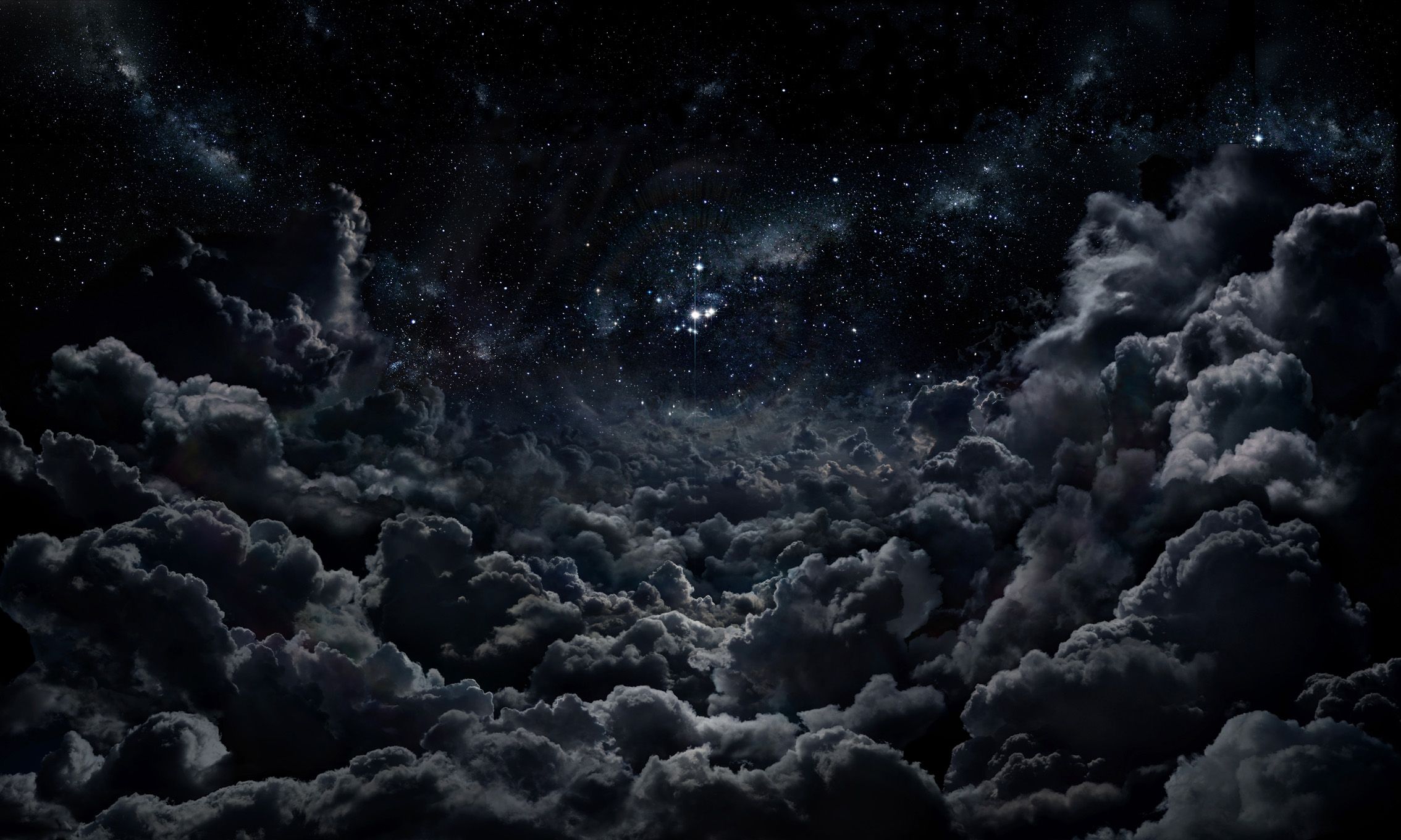 Wallpaper, clouds, sky, night, nature, dark, stars 2268x1360