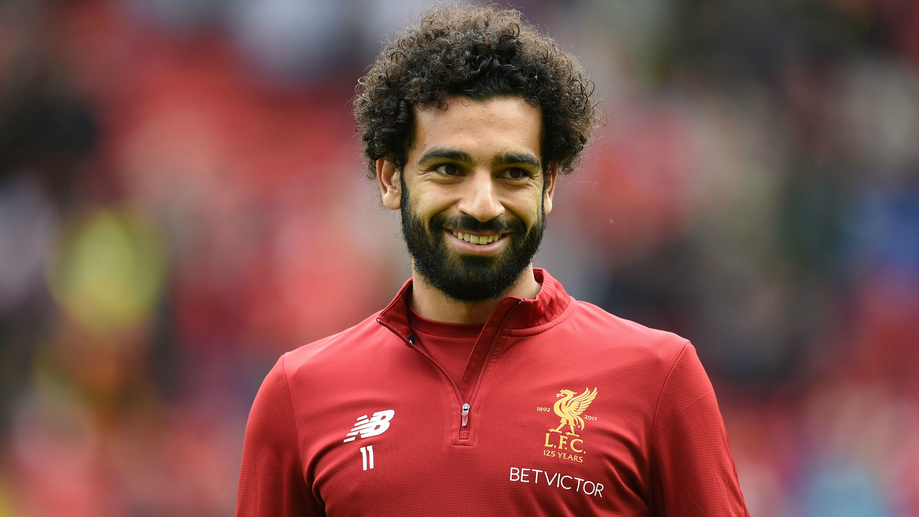 Download Sports, smile, footballer, Mohamed Salah wallpaper, 3840x2160, 4K UHD 16:9, Widescreen