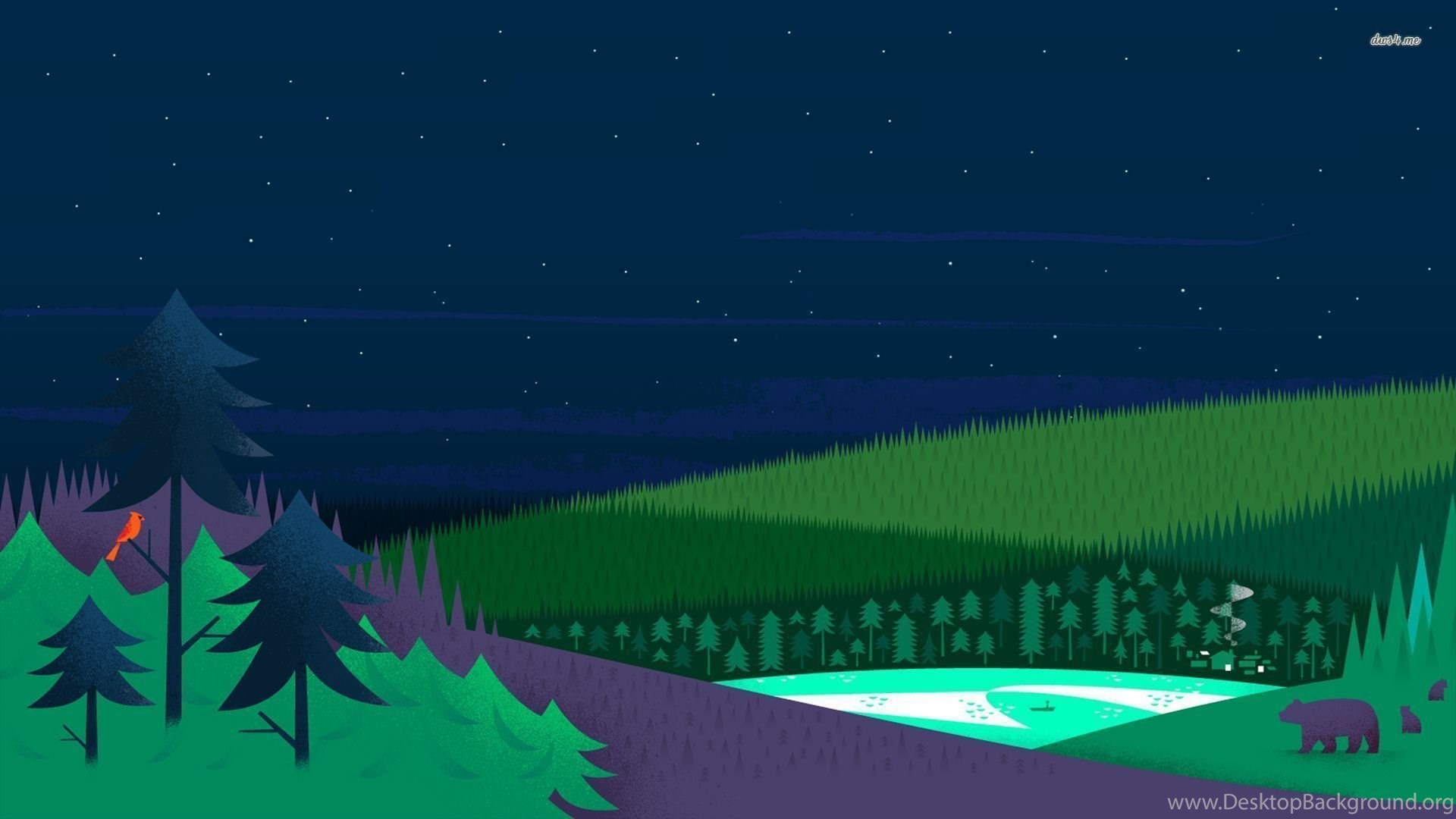Night Time In The Forest Wallpaper Vector Wallpaper Desktop Background